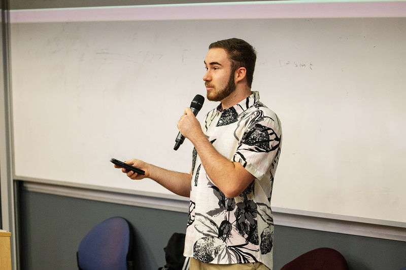 Master of Ceremony Lachie explaining rules of the event