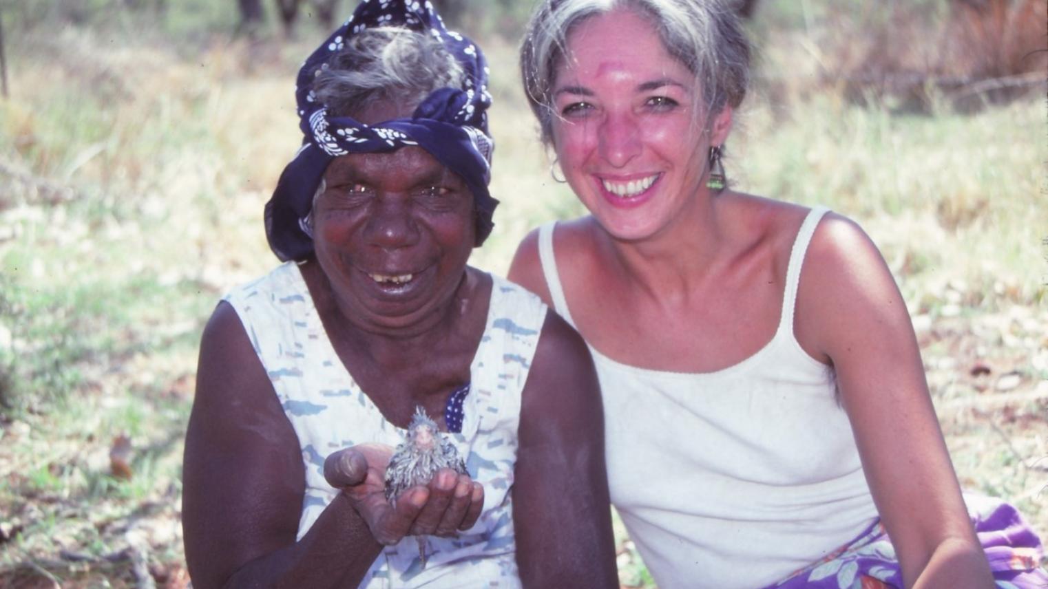 Jessie Wirrpa and Deborah Bird Rose out bush on Victoria River Downs 1982, Photo by Darrell Lewis