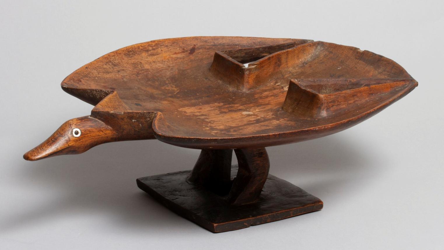Fijian priest’s ritual kava bowl in the form of a flying duck. ANU collection